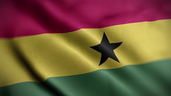 Ghana Flag Textured Waving Close Up Background HD