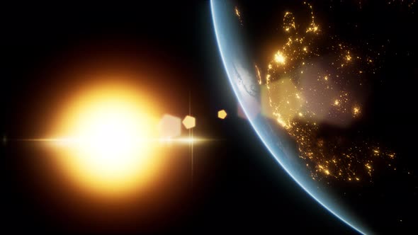 Amazing Sunrise Over The Earth. View Of Planet Earth From Space alt