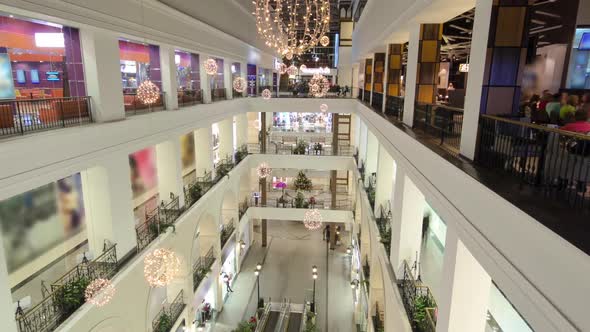 Modern Shopping Mall From Top Floor Timelapse Hyperlapse