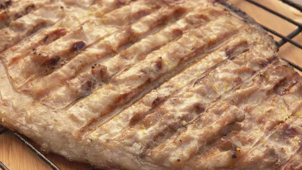Barbeque Grill Grid with Delicious White Mackerel Fish