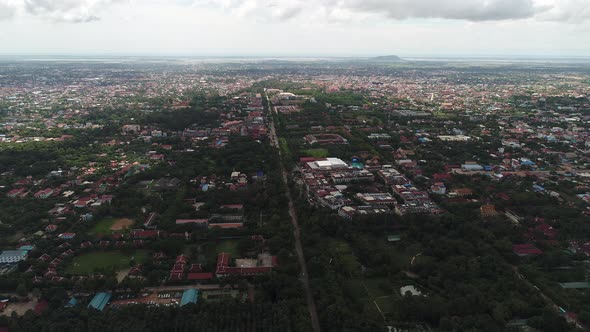 Siem Reap city in Cambodia seen from the sky