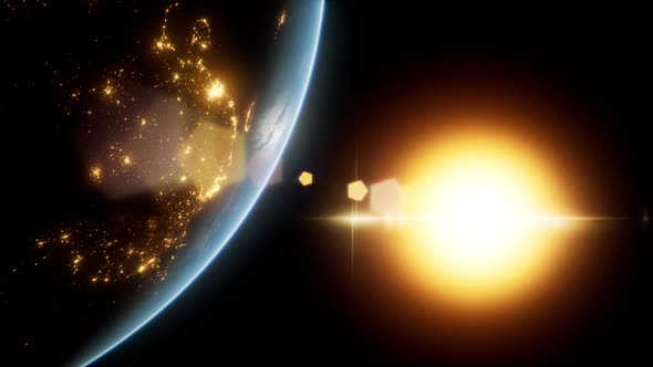 Amazing Sunrise Over The Earth. View Of Planet Earth From Space alt