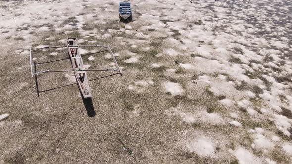 Aerial View of Low Tide in the Ocean Near the Coast of Zanzibar Tanzania