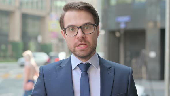 Portrait of Businessman Feeling Angry, Fighting, Outdoor