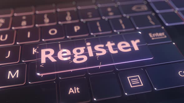 Futuristic Computer Keyboard and Transparent Register Key