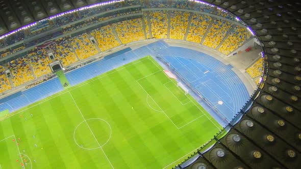 Football Soccer Game at Stadium, Sporting Event, Aerial View