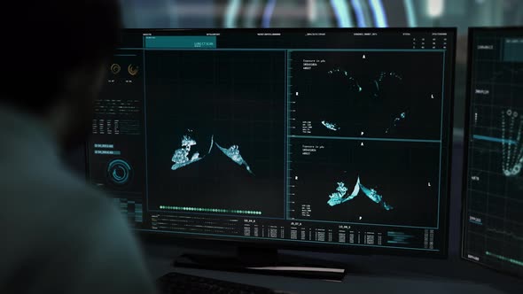 Medical Oncologist Doctor Research On A Modern Cancer Monitoring Interface alt