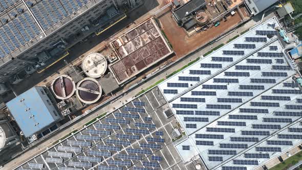 Solar power station on factory rooftop