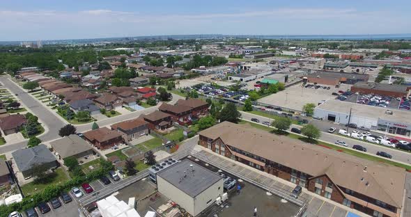 Aerial view of a suburb in a large urban city.