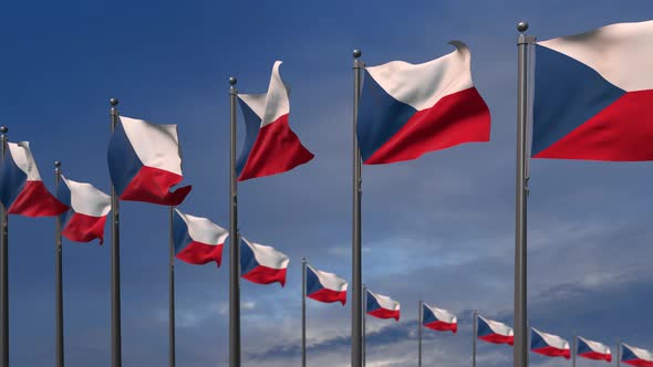 The Czech Republic Flags Waving In The Wind  - 4K