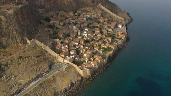 View from the sea of promenade in Greece