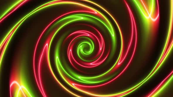 Green Red Neon Glowing Twirl Background Animation