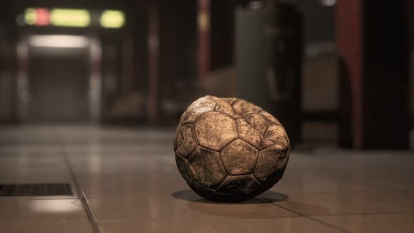 Old Soccer Ball in Empty Subway alt