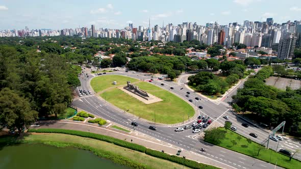 Downtown of Sao Paulo Brazil. Stunning landscape of Ibirapuera park.