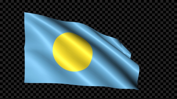 Palau Flag Blowing In The Wind