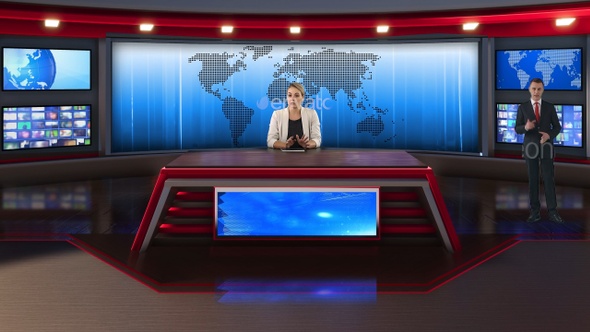 3D Virtual News Studio Background D61