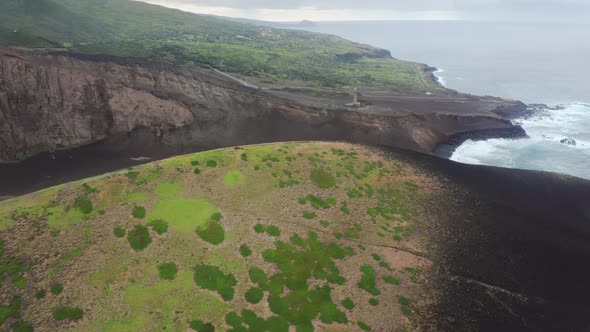 Panoramic View of Atlantic Ocean Washing Faial Island Azores Portugal Europe