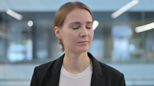 Portrait of Woman Showing No Sign By Shaking Head