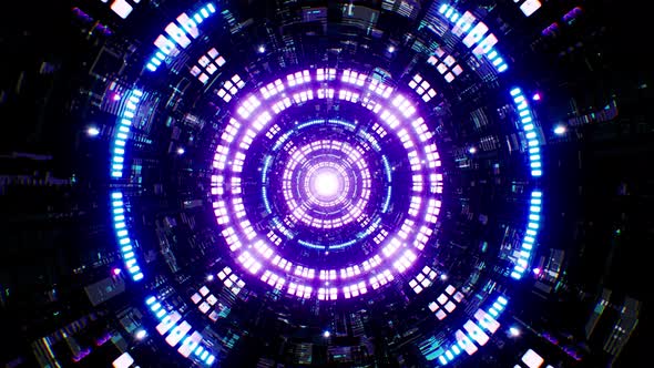 Scifi Mechanical Neon Vj Tunnel Loop 4K