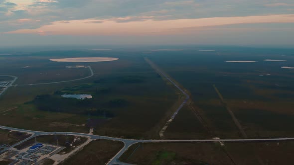 Aerial View Over the Area Where the Oil and Gas Industry is Produced Cleaned and Stored in Russia or