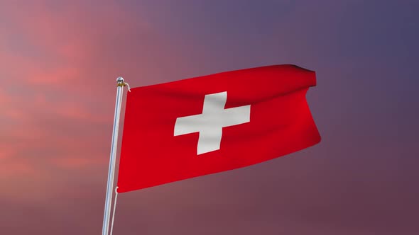 Flag Of Switzerland Waving 4k