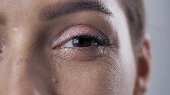 Macro Brunet Woman's Eye Closeup Feeling