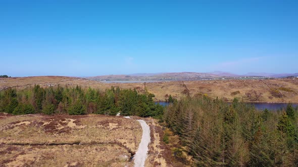 Aerial View of the Beautiful Lake Namanlagh Close To Bonny Glen in County Donegal - Ireland