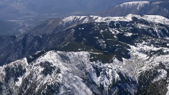 Snow Mountain Slopes At Thompson River In Cache Creek Area, Central British Columbia, Canada. - Aeri