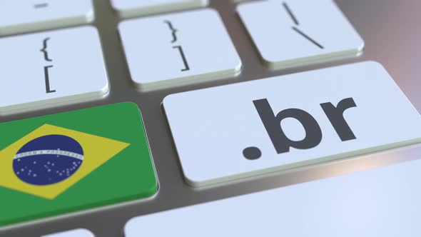 Brazilian Domain .Br and Flag of Brazil on the Keyboard