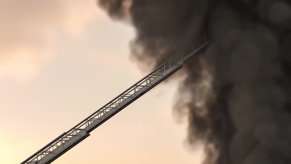 Fire Ladder In The Dense Smoke