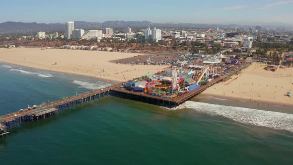 Aerial View of the Santa Monica Pier in Santa Monica LA California