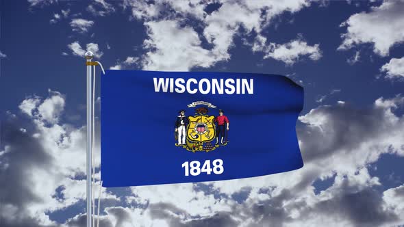 Wisconsin Flag Waving 4k