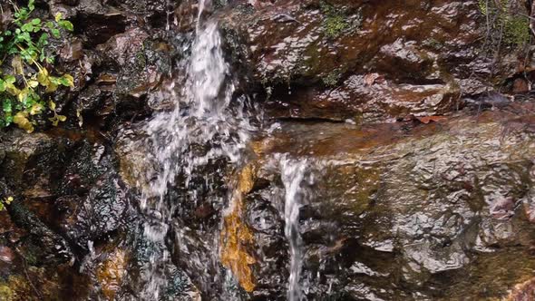 Panoramic shooting of waterfall. Reserve. A park.