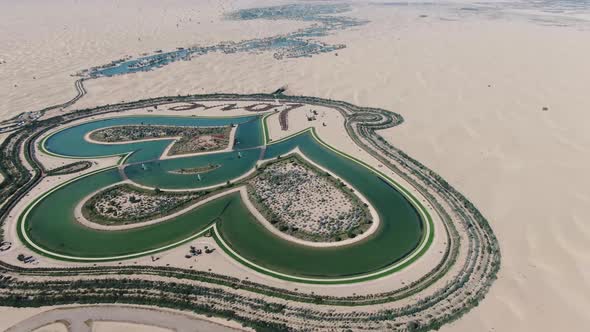 Aerial Footage of the Beautiful Love Lake in Dubai UAE