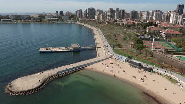 Aerial view of park in Caddebostan district, Istanbul, Turkey.