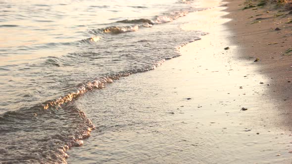 Closeup of Waters Edge at the Evening Beach
