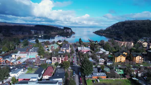 Pucon at Chilean Patagonia. Famous countryside city of Pucon Chile.