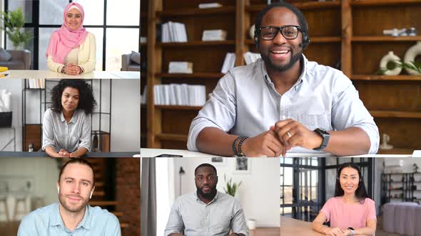 Video Chat of Diverse Coworkers Employees