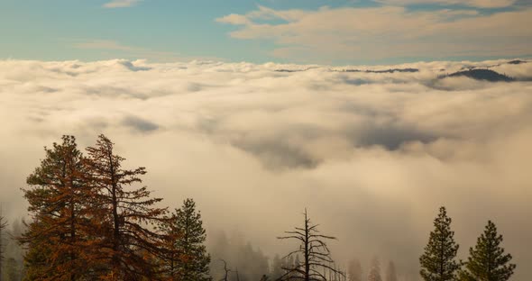 Time lapse of a fog covered landscape in Yosemite