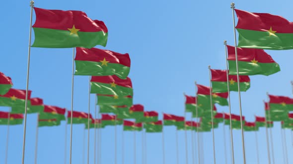 Burkina Faso Row Of National flags Walk Throw Animation