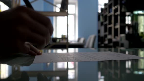 Business People Signing the Contract To Conclude a Deal. Silhouette.