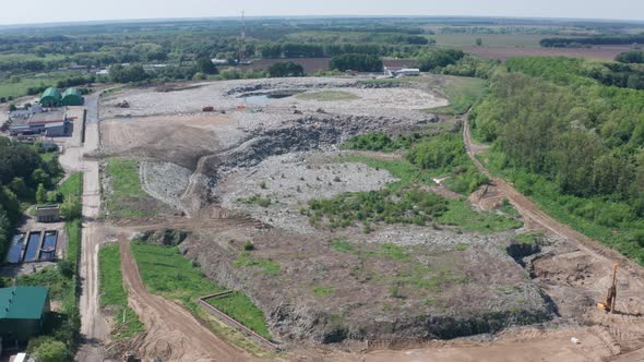 Aerial View of Huge City Garbage Dump