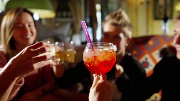 Group of Happy Multiethnic Friends Having Fun Together Drinking Bottled Beer in a Bar or at Home