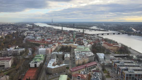 Riga city aerial view