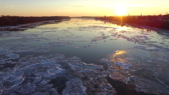 Floating Ice On The River