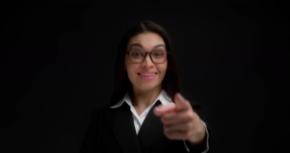 Business Woman Shows Mobile Phone Gesture Near Ear