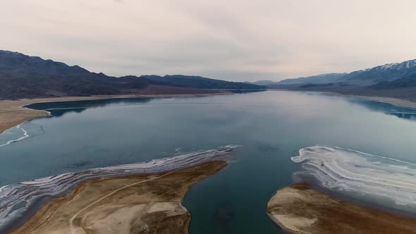 Aerial View. Sea, Mountains. 