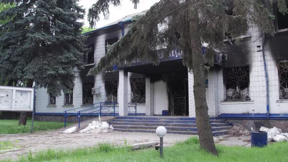War in Ukraine  Destroyed Police Station in Borodyanka