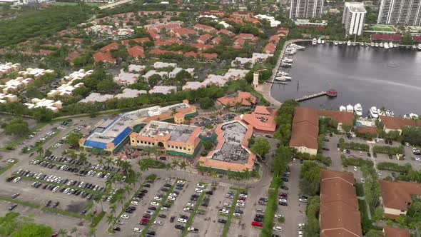 Aerial Video Waterways Shoppes Aventura Florida Usa