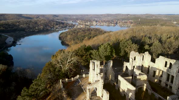 Lake of the Ozarks and Missouri State Park Castle Ruins, Aerial Drone